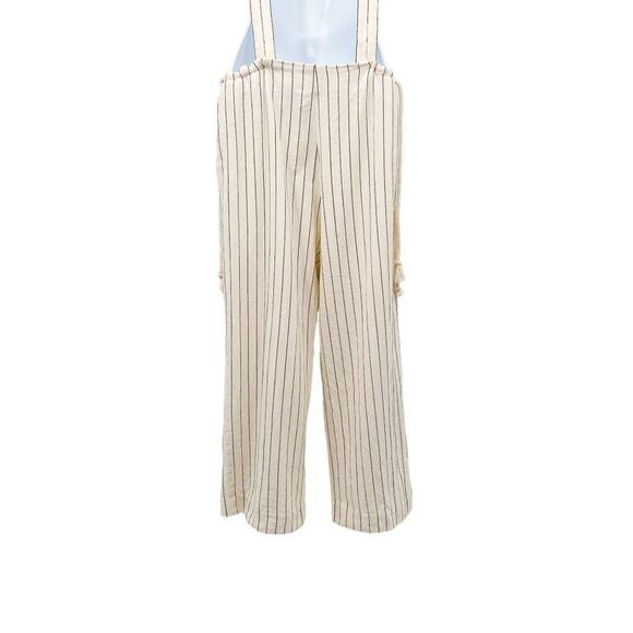 DANNIJO Wide Leg Embroidered Yin Yang Zodiac Cropped Cotton Overalls Jumpsuit - Picture 8 of 14